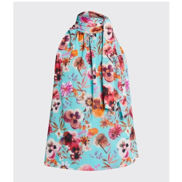 FUZZI Floral Halter Neck Swing Top, Size XL - Picture 6 of 16